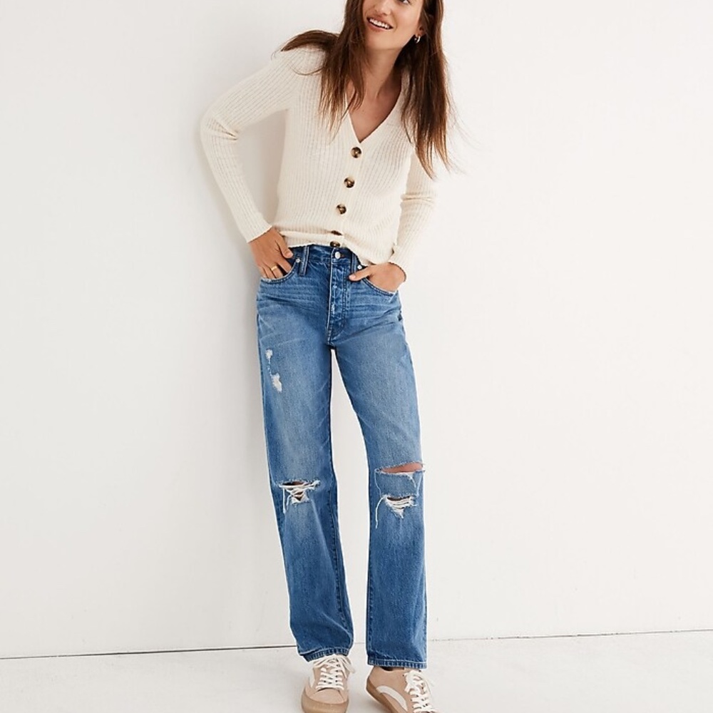 Madewell The Dad Jean Destroyed Knees Slouchy Oversized Fit Sz 29 AA580 (I13)